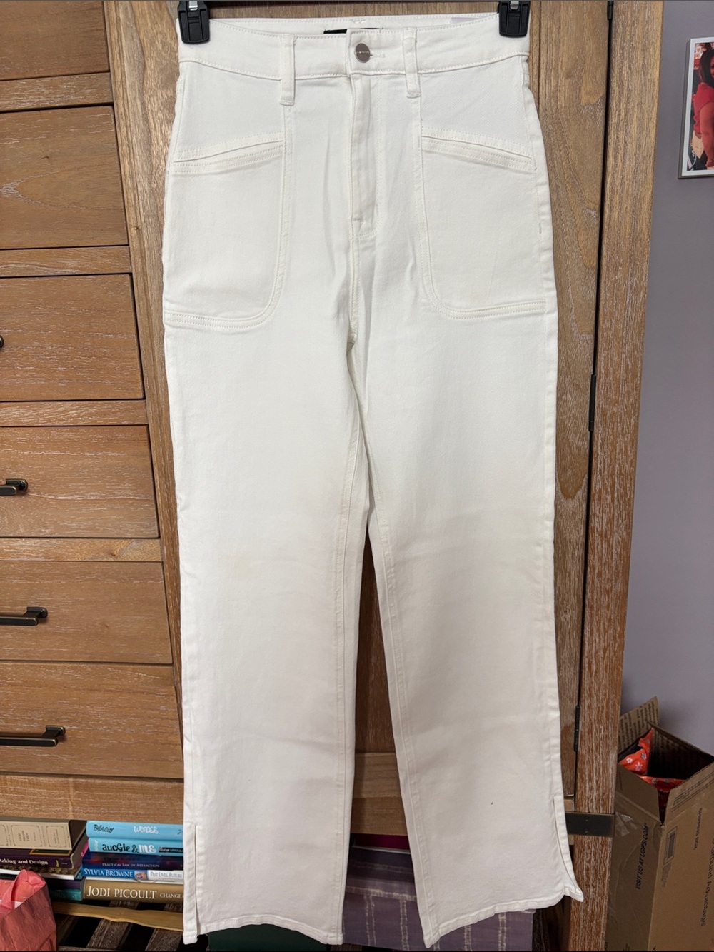 Sanctuary White High-Rise Straight Crop Jeans